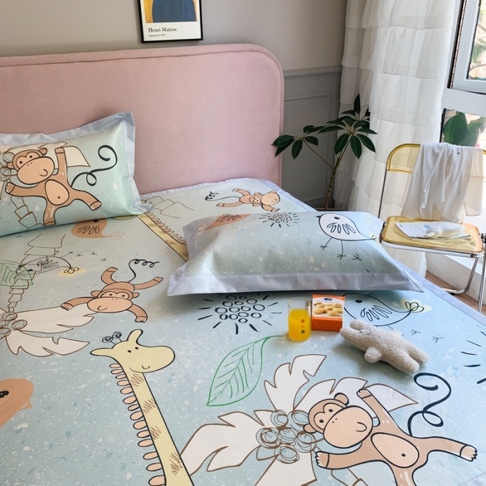 91家纺网 家纺一手货源 找家纺 时年家纺 2021新款卡通水洗冰露丝养生凉席 卡通乐园