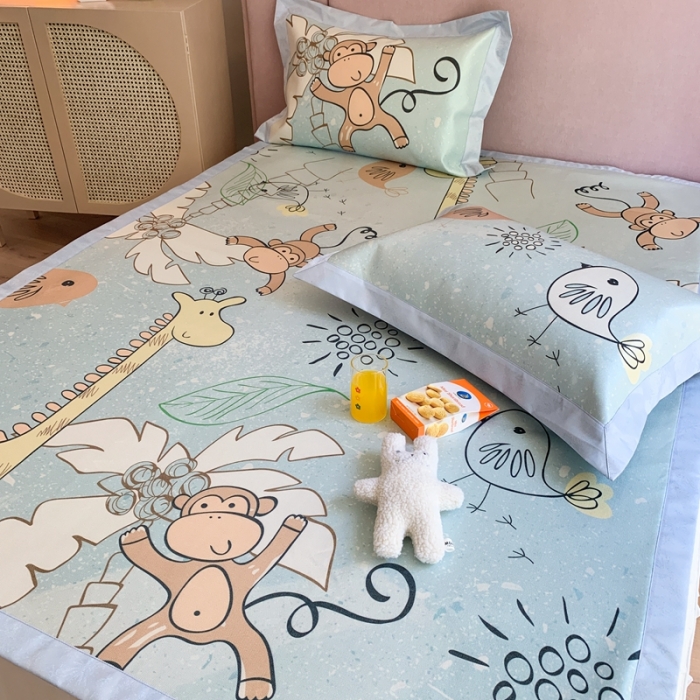 91家纺网 家纺一手货源 找家纺 时年家纺 2021新款卡通水洗冰露丝养生凉席 卡通乐园