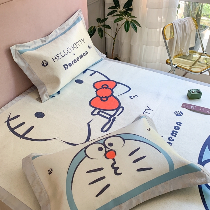 91家纺网 家纺一手货源 找家纺 时年家纺 2021新款卡通水洗冰露丝养生凉席 快乐伙伴