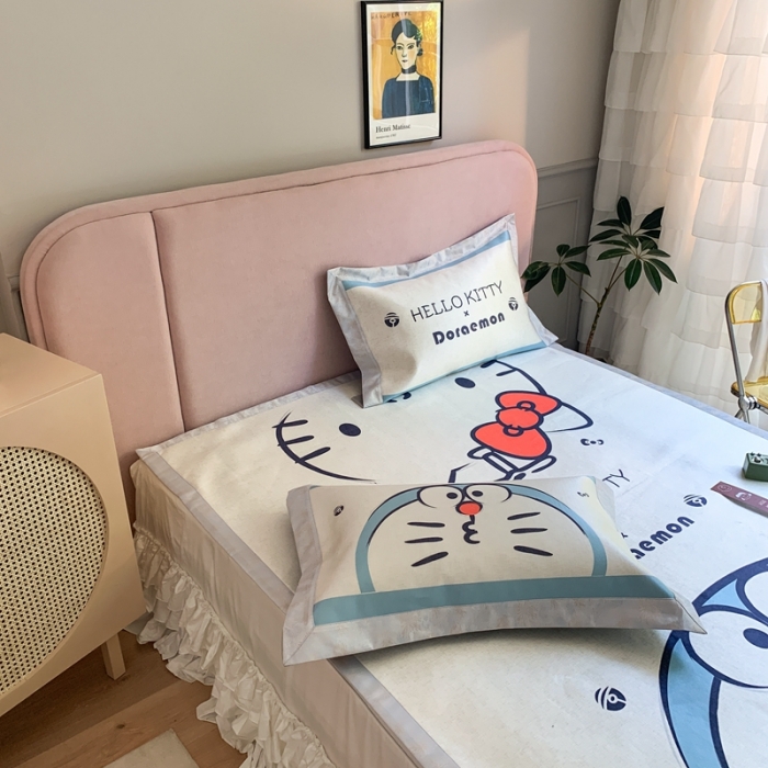 91家纺网 家纺一手货源 找家纺 时年家纺 2021新款卡通水洗冰露丝养生凉席 快乐伙伴