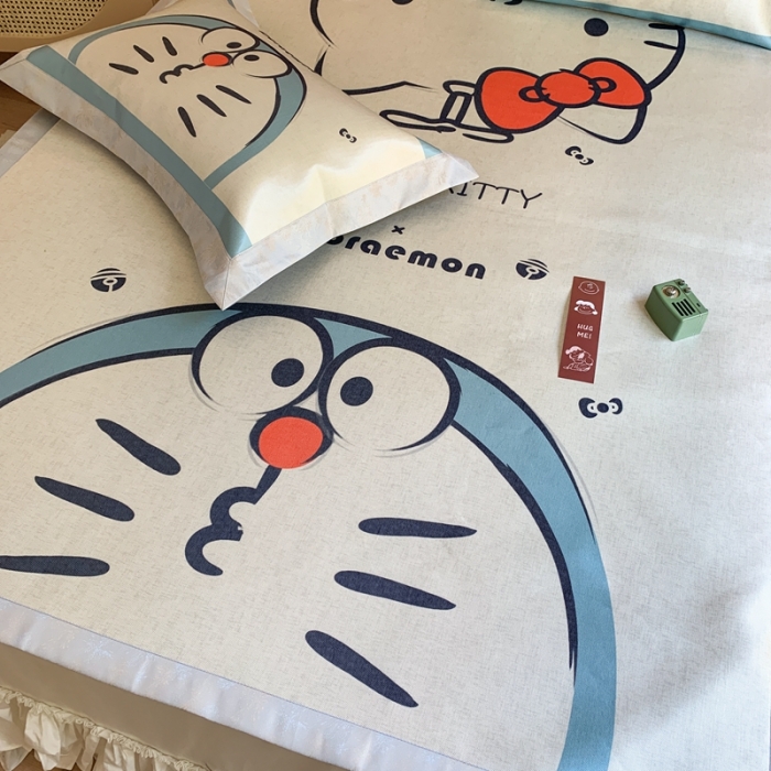 91家纺网 家纺一手货源 找家纺 时年家纺 2021新款卡通水洗冰露丝养生凉席 快乐伙伴