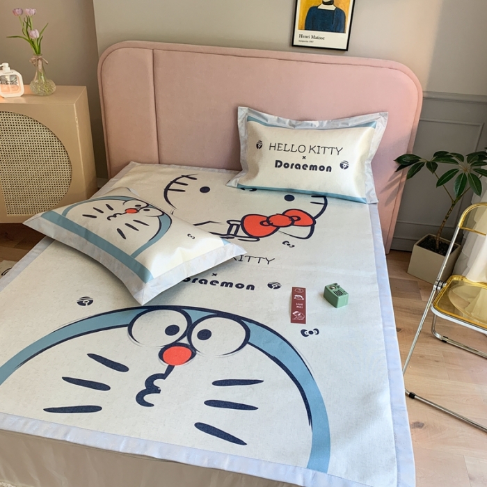 91家纺网 家纺一手货源 找家纺 时年家纺 2021新款卡通水洗冰露丝养生凉席 快乐伙伴