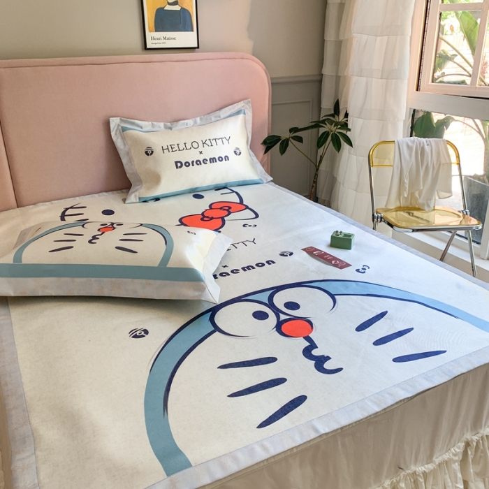 91家纺网 家纺一手货源 找家纺 时年家纺 2021新款卡通水洗冰露丝养生凉席 快乐伙伴