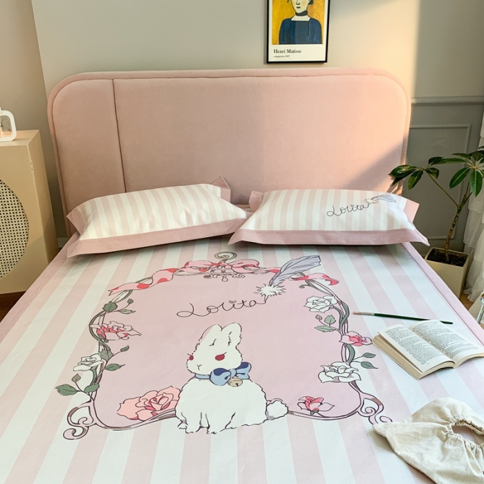 91家纺网 家纺一手货源 找家纺 时年家纺 2021新款卡通水洗冰露丝养生凉席 洛丽塔