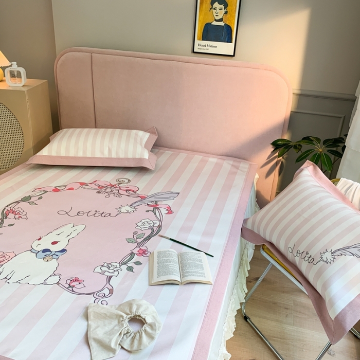 91家纺网 家纺一手货源 找家纺 时年家纺 2021新款卡通水洗冰露丝养生凉席 洛丽塔