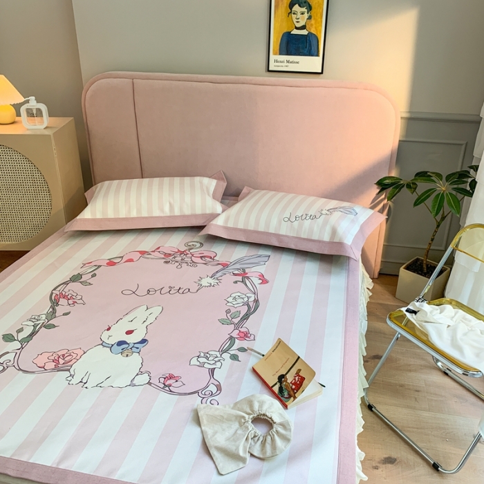 91家纺网 家纺一手货源 找家纺 时年家纺 2021新款卡通水洗冰露丝养生凉席 洛丽塔