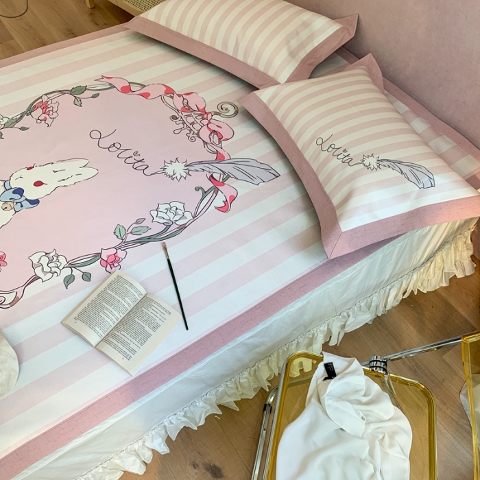 91家纺网 家纺一手货源 找家纺 时年家纺 2021新款卡通水洗冰露丝养生凉席 洛丽塔