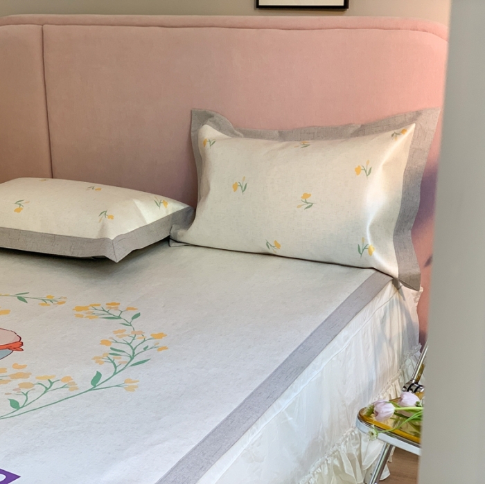 91家纺网 家纺一手货源 找家纺 时年家纺 2021新款卡通水洗冰露丝养生凉席 萌芽