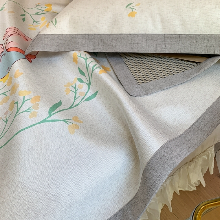 91家纺网 家纺一手货源 找家纺 时年家纺 2021新款卡通水洗冰露丝养生凉席 萌芽