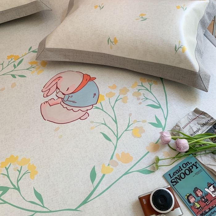 91家纺网 家纺一手货源 找家纺 时年家纺 2021新款卡通水洗冰露丝养生凉席 萌芽