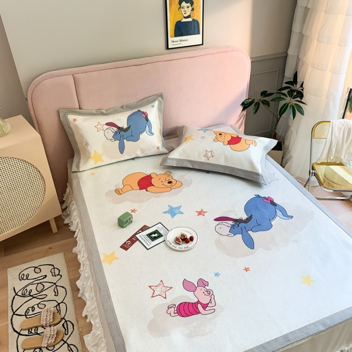 91家纺网 家纺一手货源 找家纺 时年家纺 2021新款卡通水洗冰露丝养生凉席 梦想