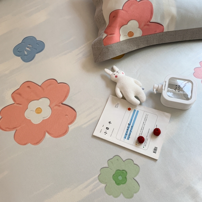 91家纺网 家纺一手货源 找家纺 时年家纺 2021新款卡通水洗冰露丝养生凉席 水彩画