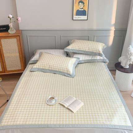 91家纺网 家纺一手货源 找家纺 （总）时年家纺 2021新款千鸟格和肌理纹水洗冰露丝养生凉席