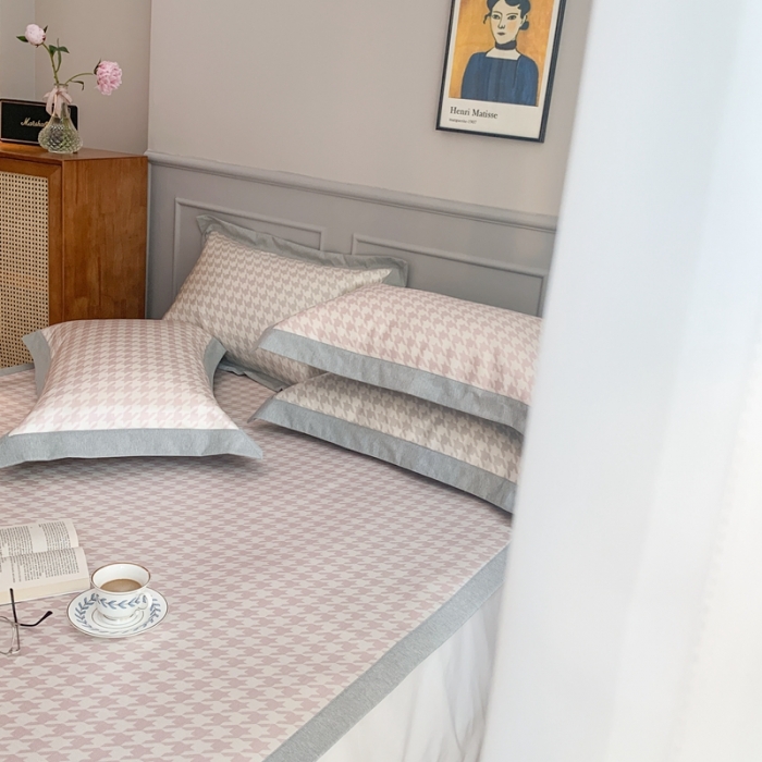 91家纺网 家纺一手货源 找家纺 （总）时年家纺 2021新款千鸟格和肌理纹水洗冰露丝养生凉席