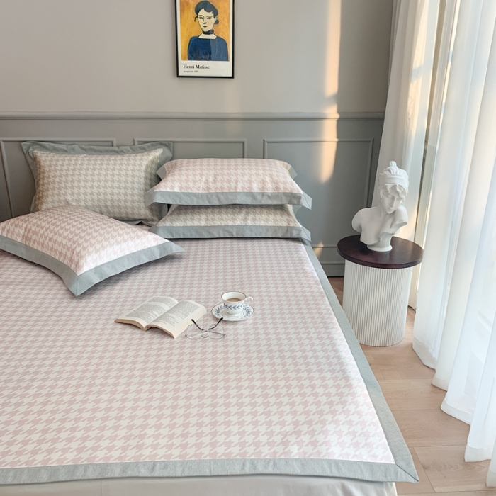 91家纺网 家纺一手货源 找家纺 （总）时年家纺 2021新款千鸟格和肌理纹水洗冰露丝养生凉席