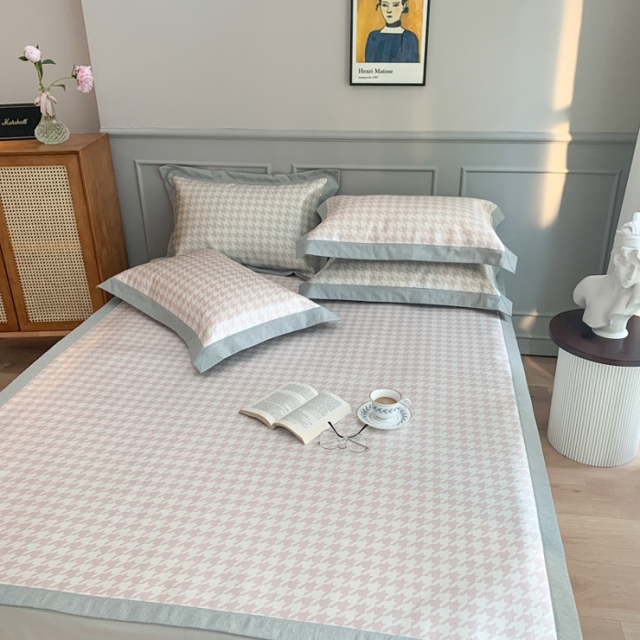 91家纺网 家纺一手货源 找家纺 （总）时年家纺 2021新款千鸟格和肌理纹水洗冰露丝养生凉席