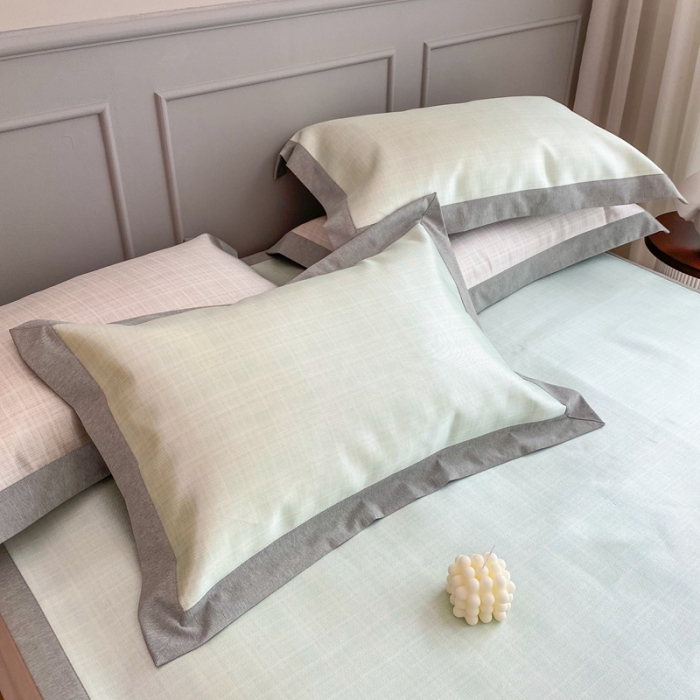 91家纺网 家纺一手货源 找家纺 时年家纺 2021新款千鸟格和肌理纹水洗冰露丝养生凉席 肌理纹-抹茶