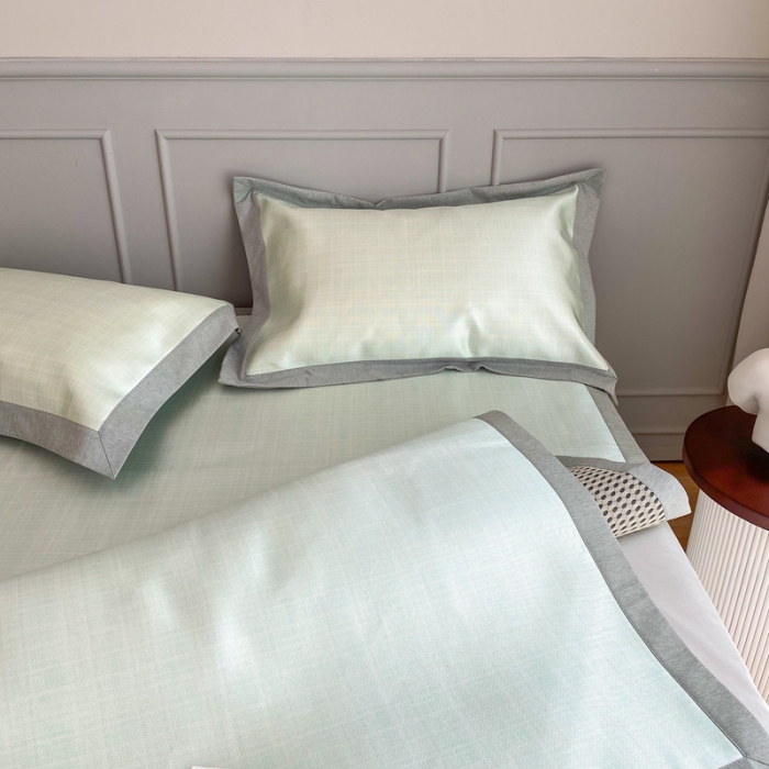 91家纺网 家纺一手货源 找家纺 时年家纺 2021新款千鸟格和肌理纹水洗冰露丝养生凉席 肌理纹-抹茶