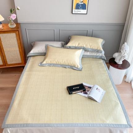 时年家纺 2021新款千鸟格和肌理纹水洗冰露丝养生凉席 肌理纹-柠檬