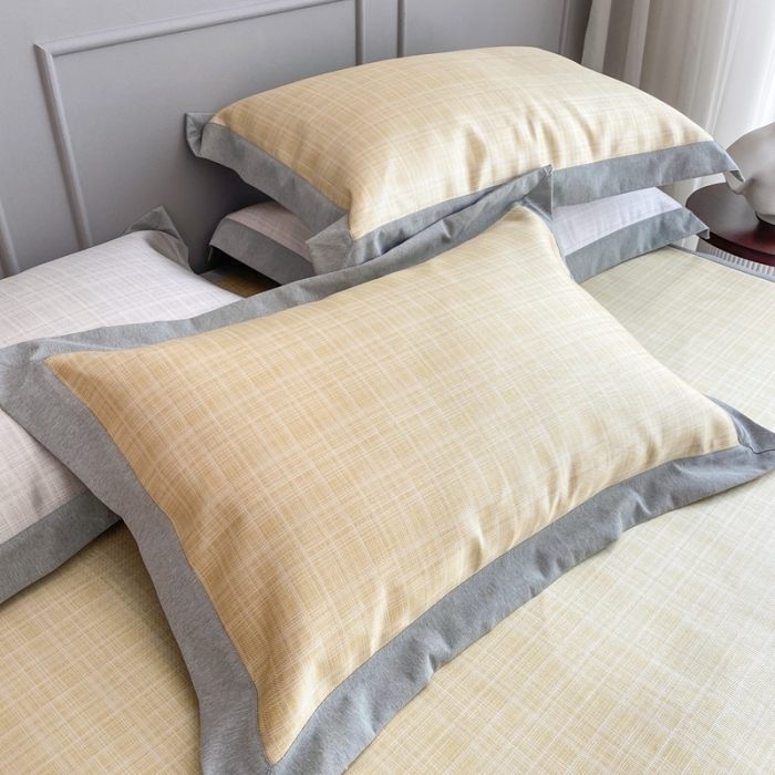 91家纺网 家纺一手货源 找家纺 时年家纺 2021新款千鸟格和肌理纹水洗冰露丝养生凉席 肌理纹-柠檬