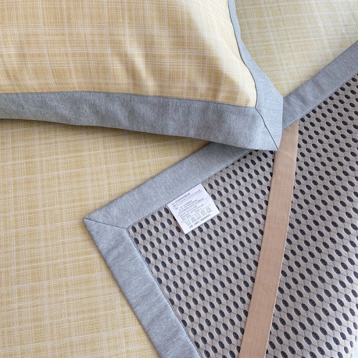 91家纺网 家纺一手货源 找家纺 时年家纺 2021新款千鸟格和肌理纹水洗冰露丝养生凉席 肌理纹-柠檬