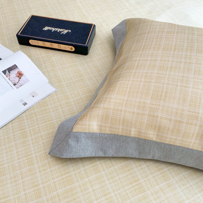 91家纺网 家纺一手货源 找家纺 时年家纺 2021新款千鸟格和肌理纹水洗冰露丝养生凉席 肌理纹-柠檬