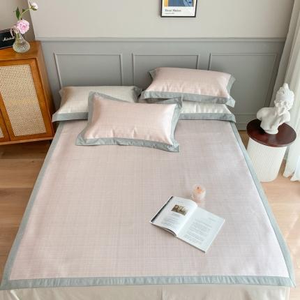 时年家纺 2021新款千鸟格和肌理纹水洗冰露丝养生凉席 肌理纹-樱花