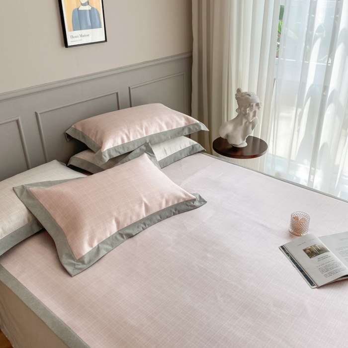 91家纺网 家纺一手货源 找家纺 时年家纺 2021新款千鸟格和肌理纹水洗冰露丝养生凉席 肌理纹-樱花