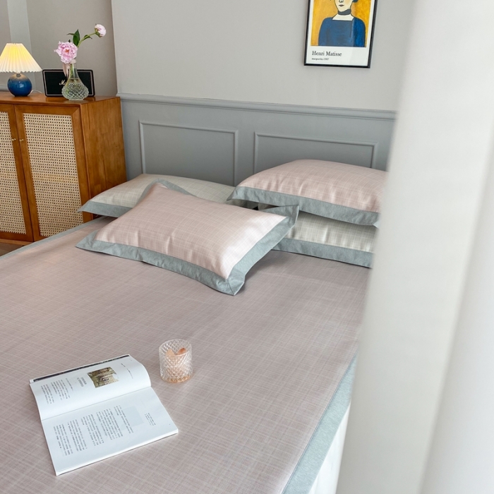 91家纺网 家纺一手货源 找家纺 时年家纺 2021新款千鸟格和肌理纹水洗冰露丝养生凉席 肌理纹-樱花