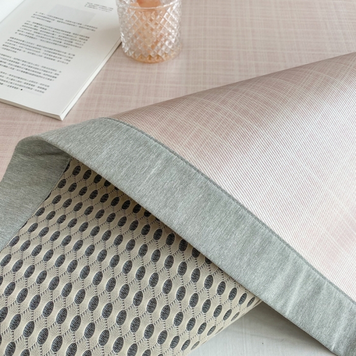 91家纺网 家纺一手货源 找家纺 时年家纺 2021新款千鸟格和肌理纹水洗冰露丝养生凉席 肌理纹-樱花