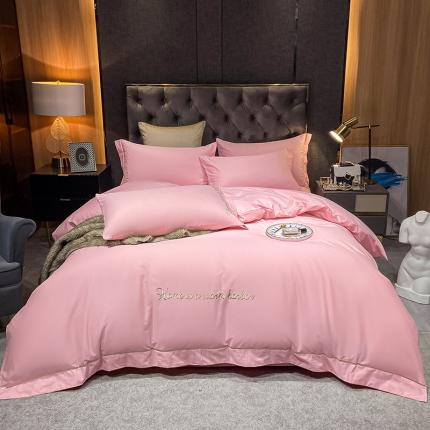 91家纺网 家纺一手货源 找家纺 拼社40s贡缎长绒棉全棉四件套轻奢纯棉公主粉