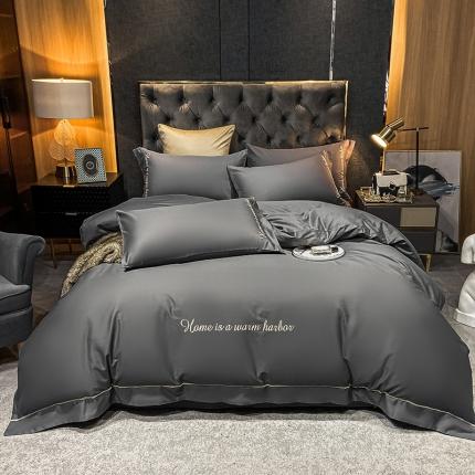 91家纺网 家纺一手货源 找家纺 拼社40s贡缎长绒棉全棉四件套轻奢纯棉火山灰