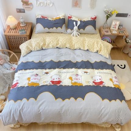 91家纺网 家纺一手货源 找家纺 （总）2022年新款卡通系列全棉印花四件套实拍图直播爆款