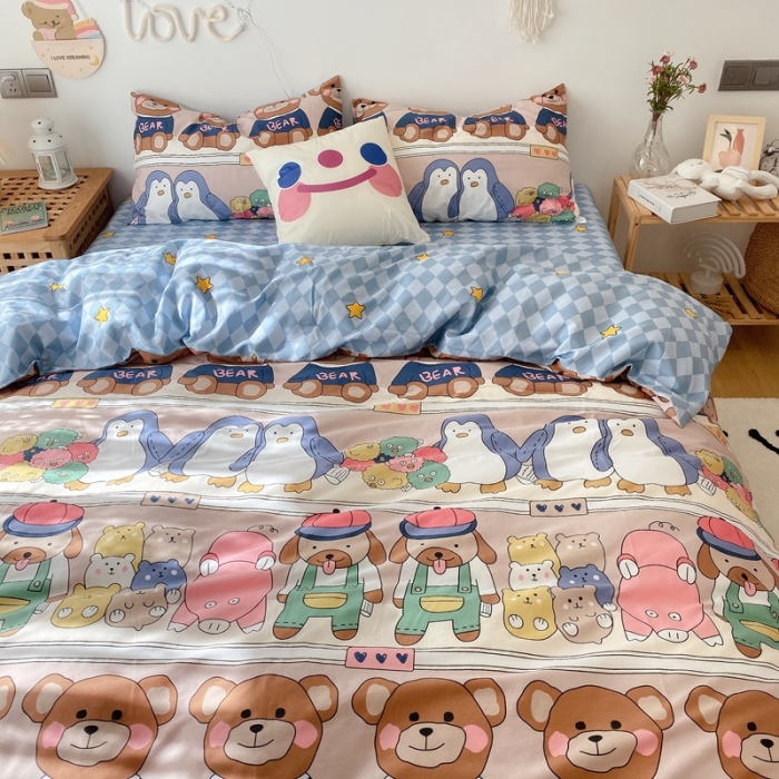 91家纺网 家纺一手货源 找家纺 （总）2022年新款卡通系列全棉印花四件套实拍图直播爆款