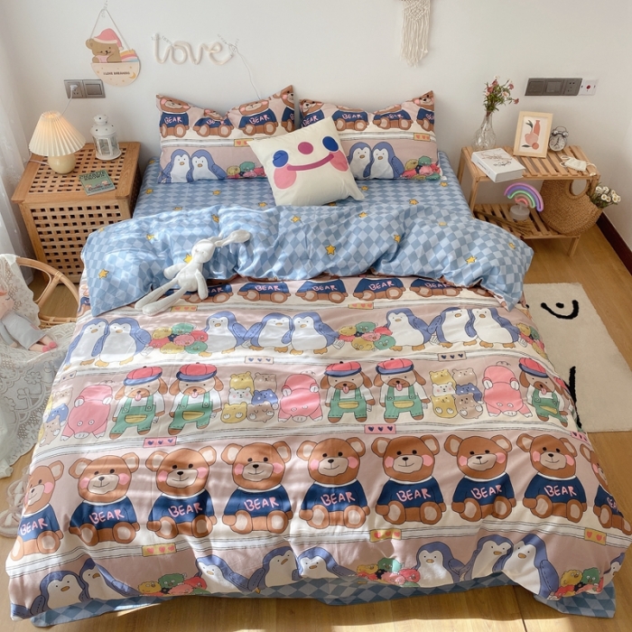 91家纺网 家纺一手货源 找家纺 （总）2022年新款卡通系列全棉印花四件套实拍图直播爆款