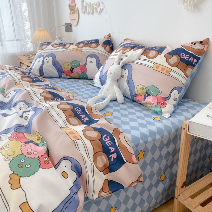 91家纺网 家纺一手货源 找家纺 （总）2022年新款卡通系列全棉印花四件套实拍图直播爆款