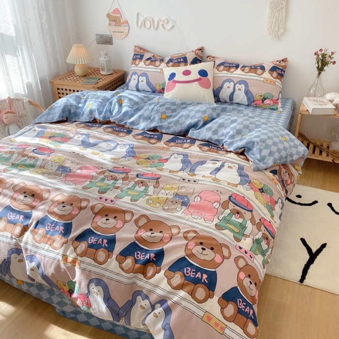 91家纺网 家纺一手货源 找家纺 （总）2022年新款卡通系列全棉印花四件套实拍图直播爆款