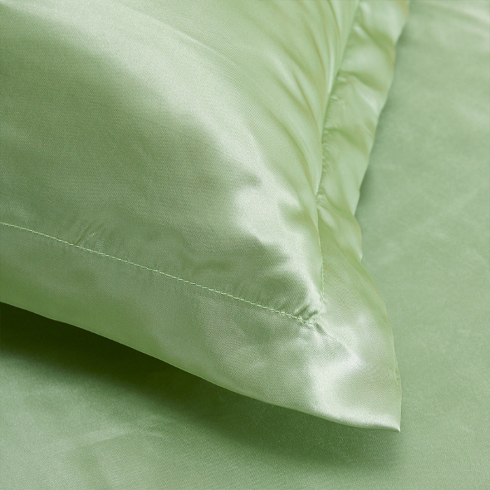 91家纺网 家纺一手货源 找家纺 梦尚舒2025新款水洗冰丝四件套床单款 琥珀绿