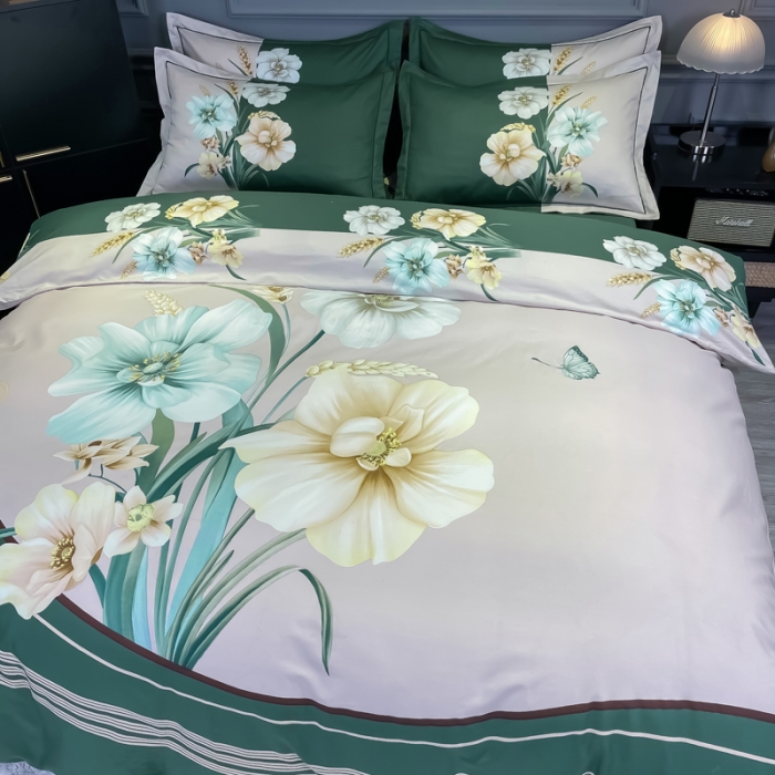 91家纺网 家纺一手货源 找家纺 金爱家 2021新款全棉活性花卉系列四件套 念奴娇