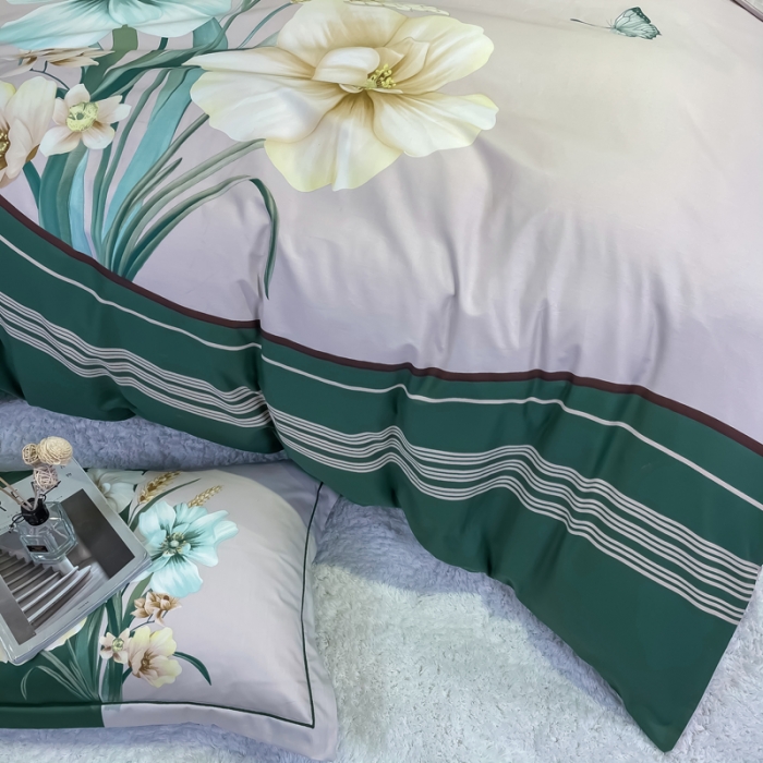 91家纺网 家纺一手货源 找家纺 金爱家 2021新款全棉活性花卉系列四件套 念奴娇