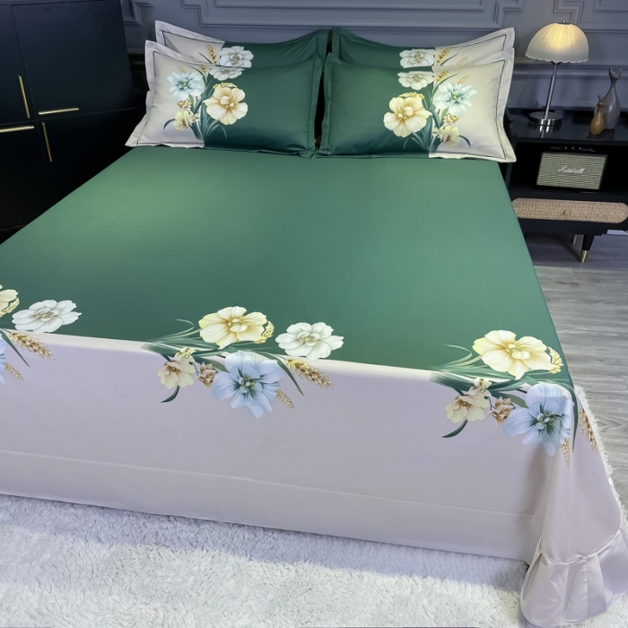 91家纺网 家纺一手货源 找家纺 金爱家 2021新款全棉活性花卉系列四件套 念奴娇