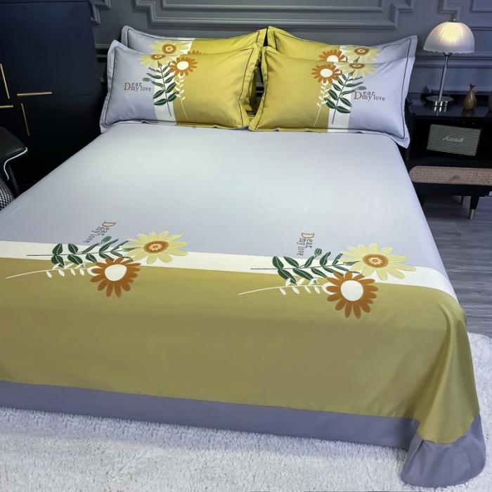 91家纺网 家纺一手货源 找家纺 金爱家 2021新款全棉活性花卉系列四件套 暖阳