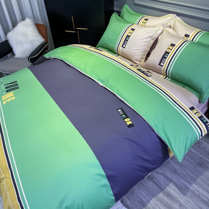 91家纺网 家纺一手货源 找家纺 金爱家 2021新款全棉13372四件套条格简约系列 悉尼