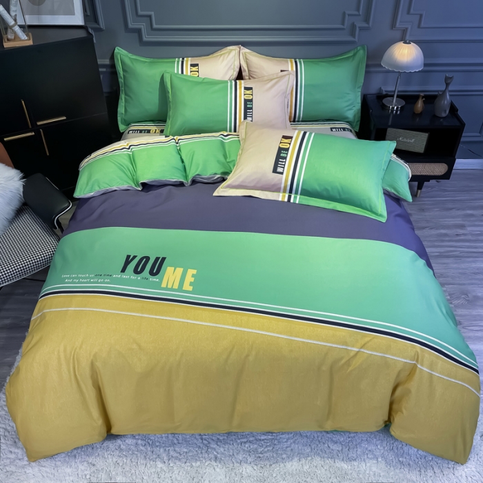 91家纺网 家纺一手货源 找家纺 金爱家 2021新款全棉13372四件套条格简约系列 悉尼