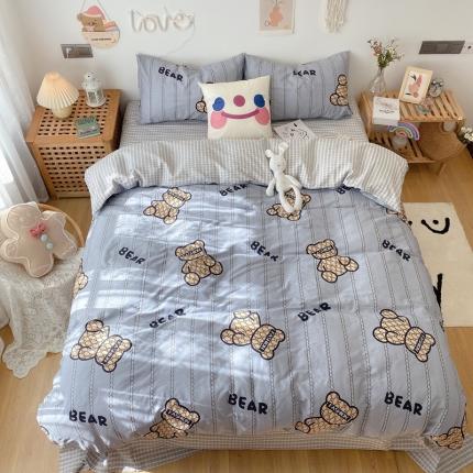 2022年新款卡通系列全棉印花四件套实拍图直播爆款 时尚熊