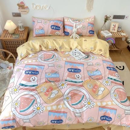 91家纺网 家纺一手货源 找家纺 2022年新款卡通系列全棉印花四件套实拍图直播爆款 甜蜜西瓜汁