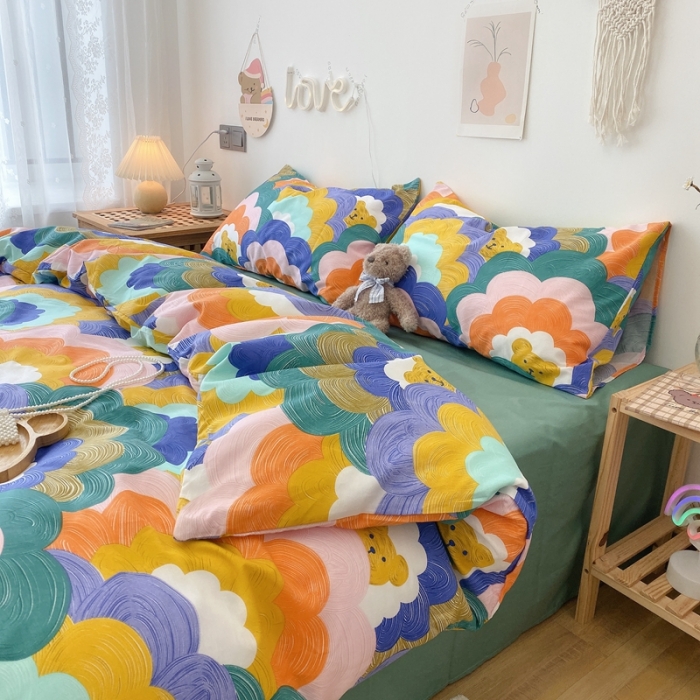 91家纺网 家纺一手货源 找家纺 2022年新款卡通系列全棉印花四件套实拍图直播爆款 小熊头