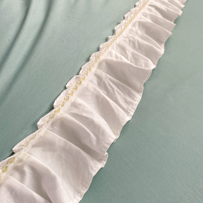 91家纺网 家纺一手货源 找家纺 2023网红全棉13376四件套少女心公主风纯棉被套棚拍图 豆绿