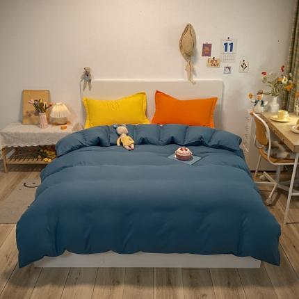 贝拉梦 2021新款纯色混搭风四件套宝蓝+粉玉