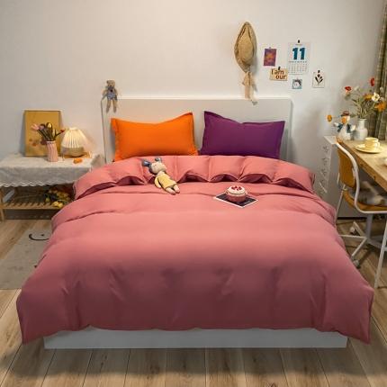 91家纺网 家纺一手货源 找家纺 贝拉梦 2021新款纯色混搭风四件套豆沙+魅紫